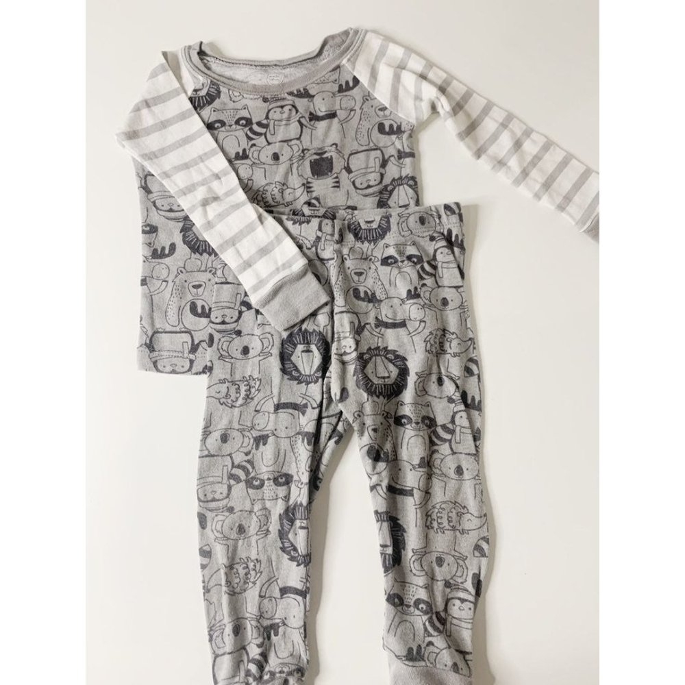 18M Striped Zoo Animal 2 piece Pajama Set